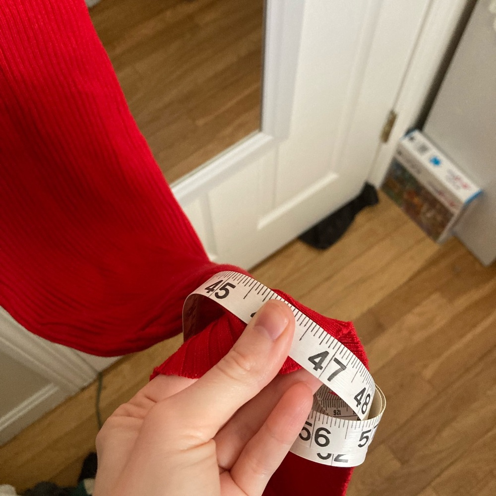 H&M Red Ribbed Long Sleeve Bodycon Midi Dress - Picture 5 of 10